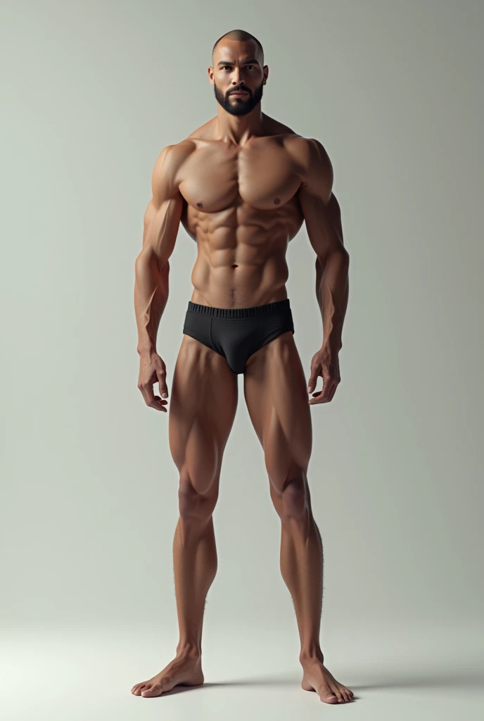 A 190 cm man with thin athletic body, no beard.
