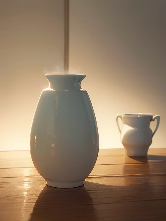 Pottery, Shiny, delicate design, Potteryの花瓶, Warm Light, Soft Background, Artistic, Classic, Elegant