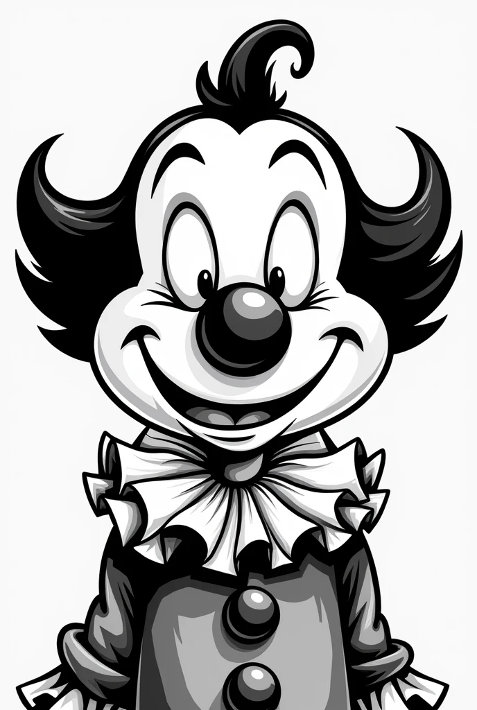 Clown black and white old school cartoon