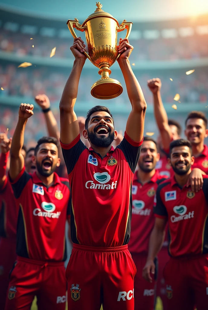 RCB with trophy 🏆 with Virat Kohli