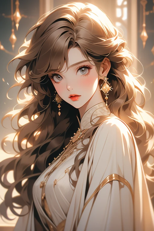 The Old Woman of the Wizard of Light, , Long side-swept bangs wavy light brown hair, Crystal Eyes, Ethnic Earrings, Fashion Out It