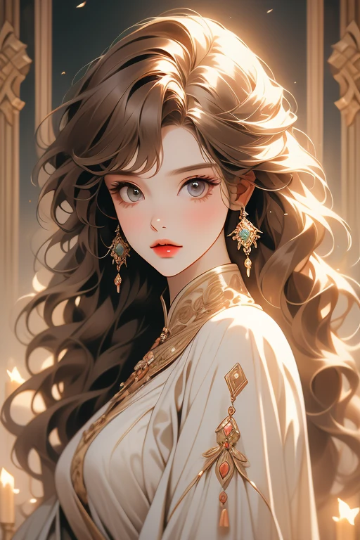 The Old Woman of the Wizard of Light, , Long side-swept bangs wavy light brown hair, Crystal Eyes, Ethnic Earrings, Fashion Out It