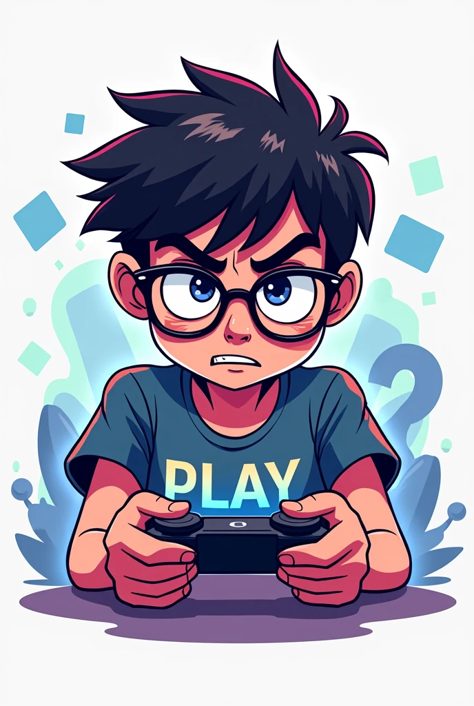 Logo with the name Anurag PLAY, themed around a nerd with glasses playing video games