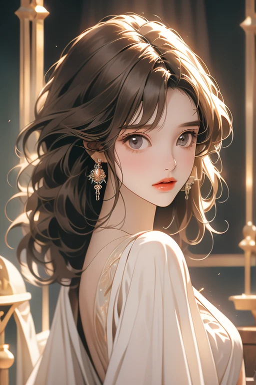 The Old Woman of the Wizard of Light, , Long side-swept bangs wavy light brown hair, Crystal Eyes, Ethnic Earrings, Fashion Out It