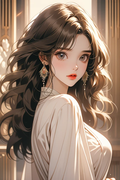 The Old Woman of the Wizard of Light, , Long side-swept bangs wavy light brown hair, Crystal Eyes, Ethnic Earrings, Fashion Out It