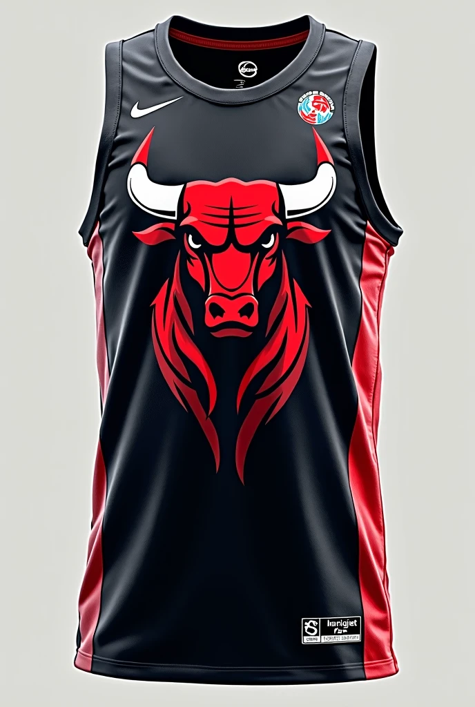 Make a basketball shirt with a bull logo
