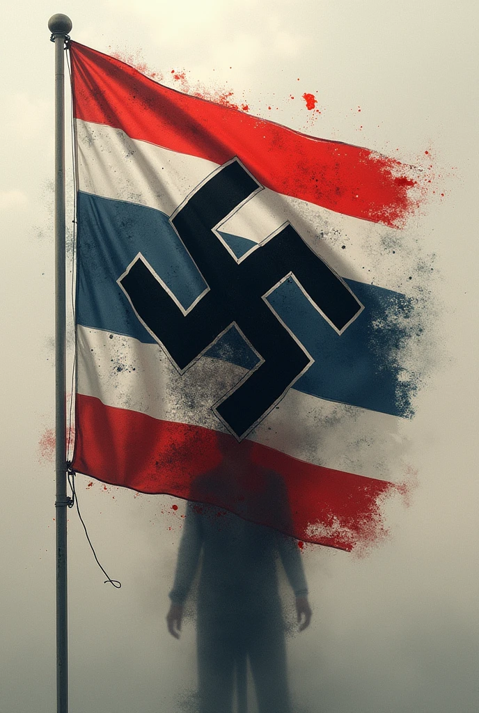 The national flag of Thailand mixed with the flag of Nazi Germany.