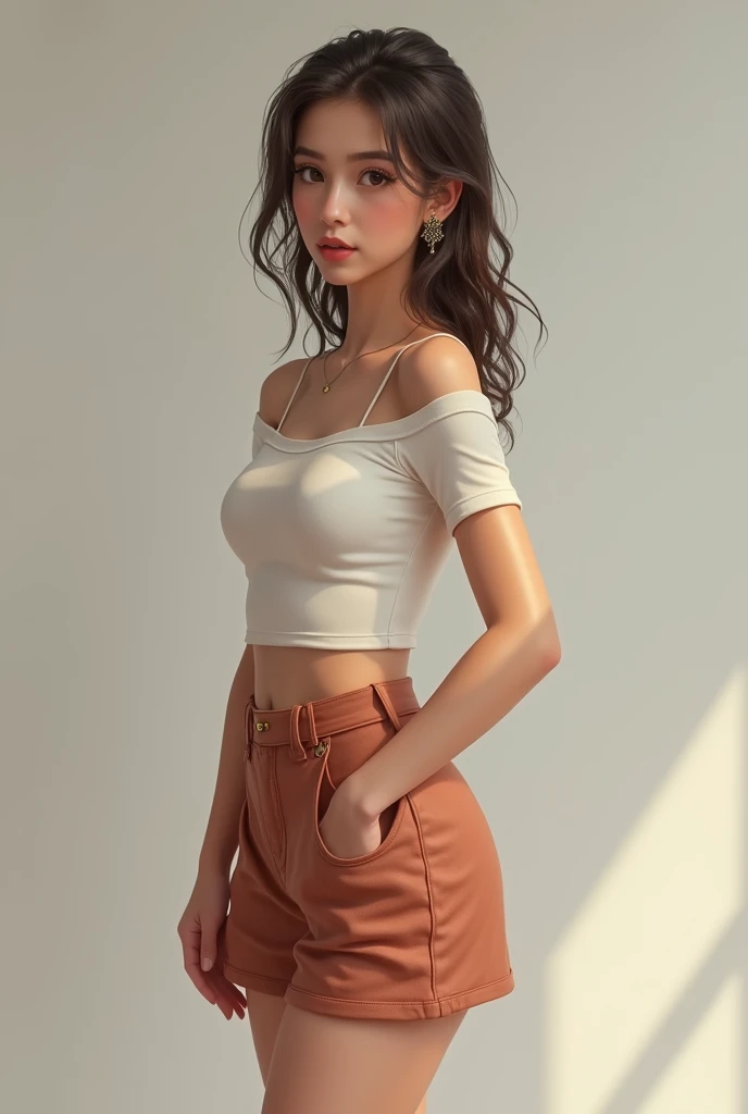Draw a realistic young girl with a mini skirt
