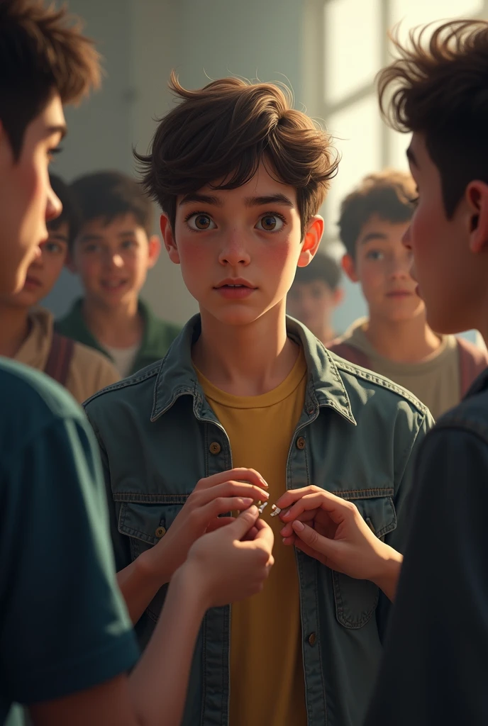 A teen boy declining to use the cigarettes that was being given to him