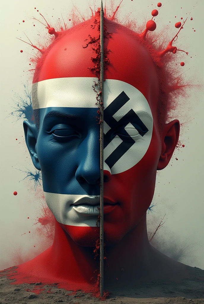 The national flag of Thailand mixed with the flag of Nazi Germany.