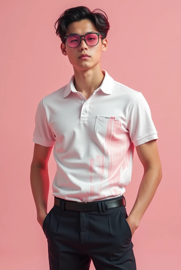 make a design for polo shirt for school office and art and design club using pink color in creative way