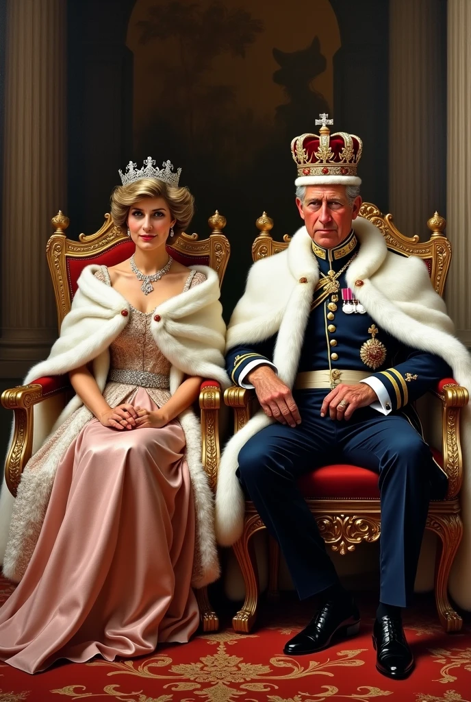 Princess Diana, 63, and Prince Charles, 75, with state crowns, as kings of England