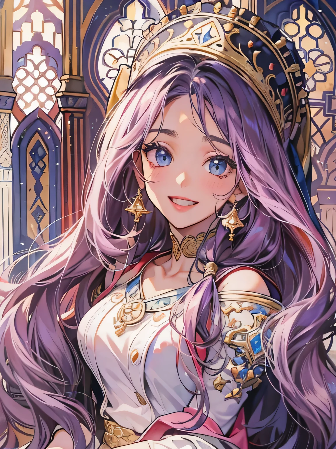 Ultra-Realistic and Highly Detailed Arabian-Moroccan Style Arabian Dracula in Moroccan Throne Room、Sit and pose, ＪＫ, Sailor suit, Pleated skirt, loose socks, loafers, Open your mouth a little:1.2, smile, Dynamic Angle, look up:1.3, Friendly atmosphere, Beautiful Hair, Shiny Hair, Beautiful Skin, Detailed face and eyes, Glossy Lips, Curvy Women, Striking contrast,