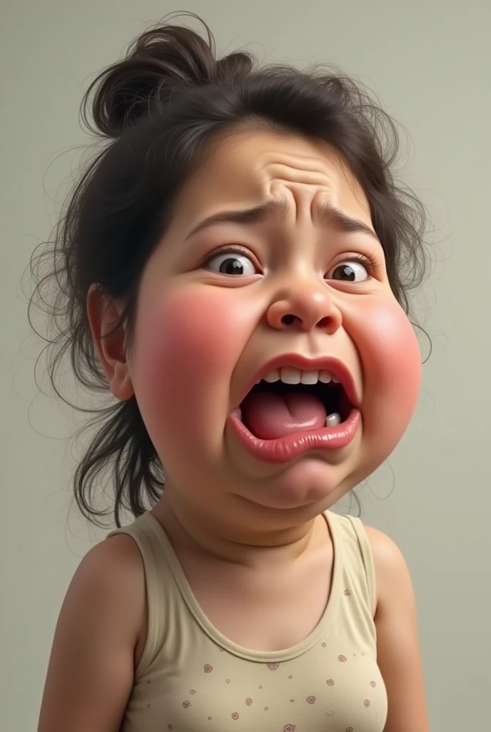 Mom, puffed up face, puckered up lips, inflated 