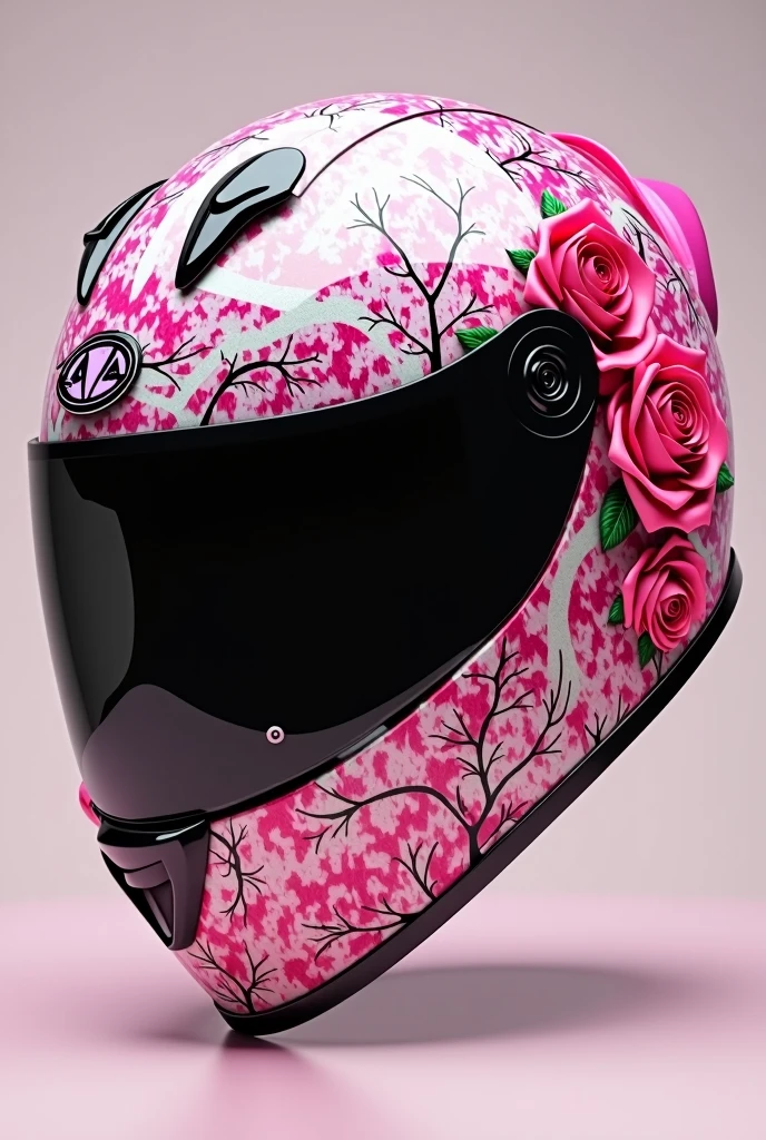 Pink graffiti women&#39;s helmet with roses 