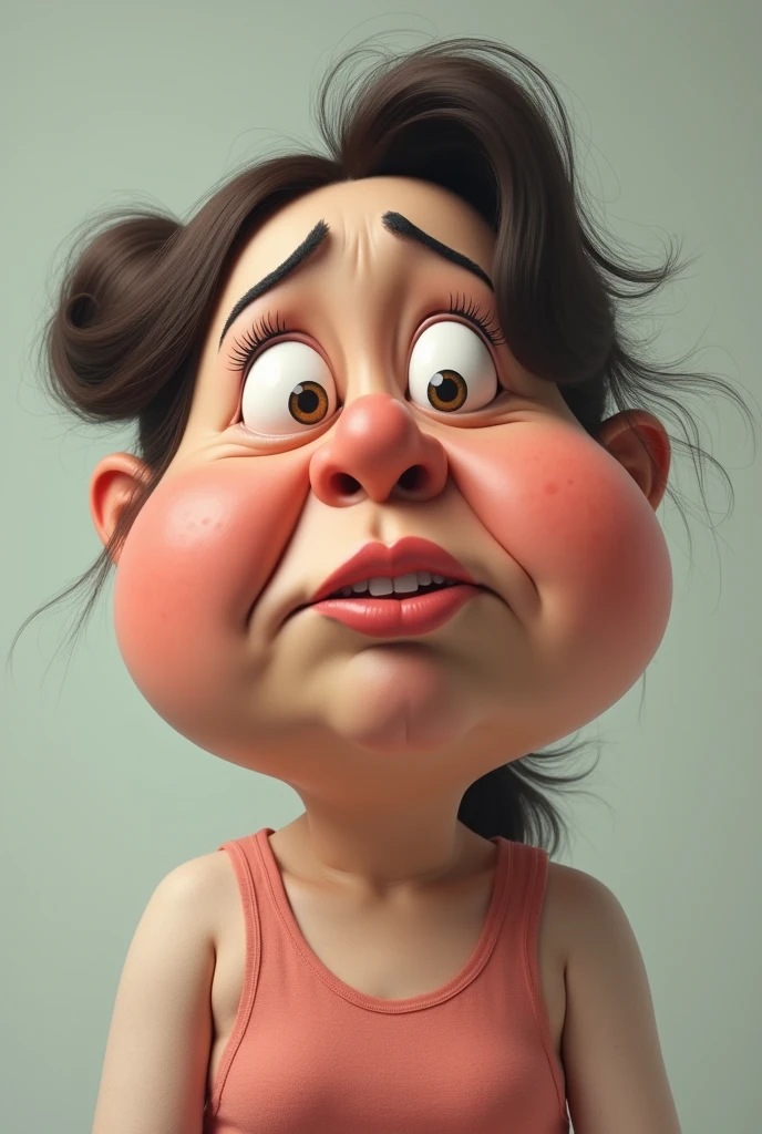 Mom, puffed up face, puckered up lips, inflated