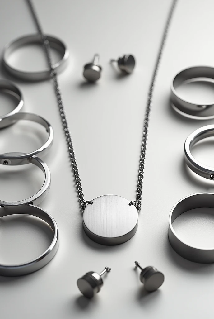 Accessories all stainless steel necklace, create a collection photo for my bracelet and earring store.