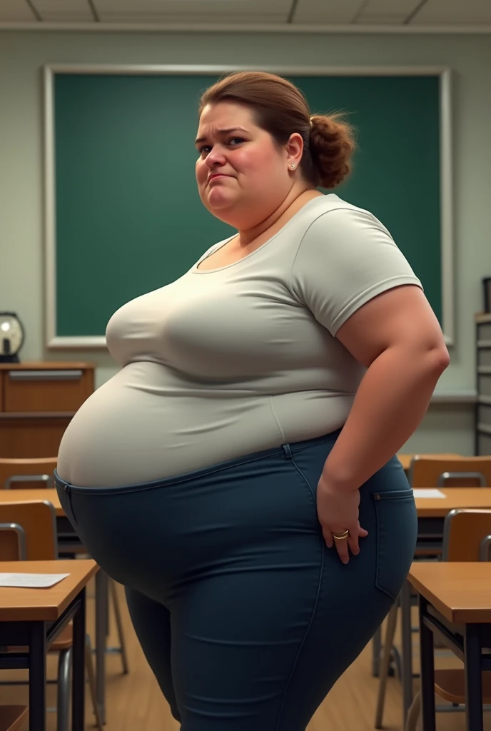 A slightly chubby angry teacher showing her big ass 