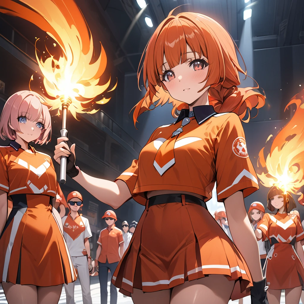 ((Highest quality)), ((masterpiece)), (detailed), (Perfect Face)、The woman is Reika Aoki, a member of the Flare Gang, with semi-long hair.、The woman is a loyal Team Flare underling who wears a Team Flare underling outfit, has a Team Flare hairstyle, and wears Team Flare tinted sunglasses.、The woman works for the leader of Team Flare.