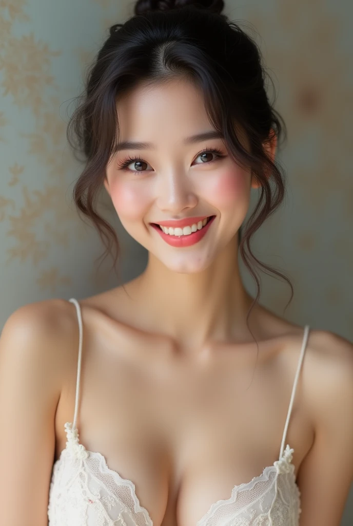 Beautiful Japanese Women、Fair skin、chest rather large、Smiling、Loved Women、Realistic、Realistic、Somewhat glamorous