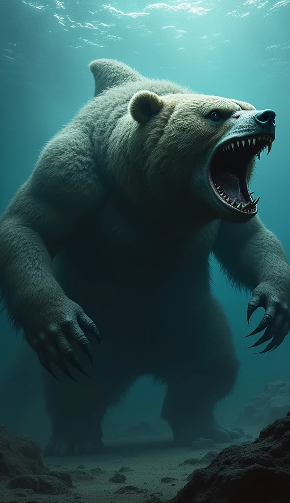 A dangerous and monsterous hybrid animal of combination of bear and shark