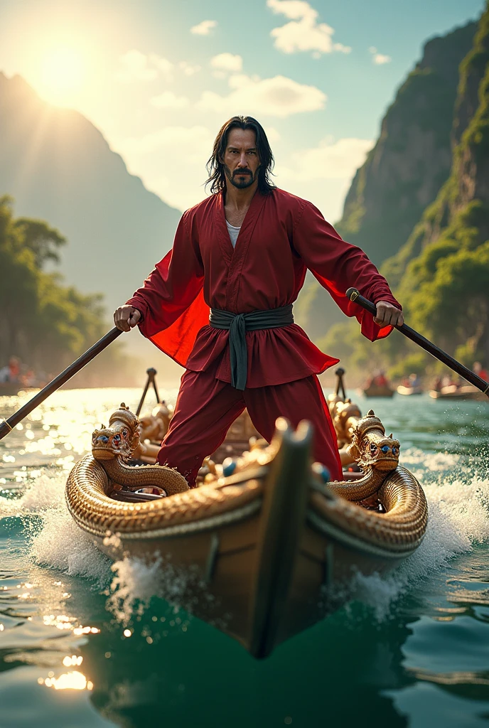 Keanu Reeves im drachenboot