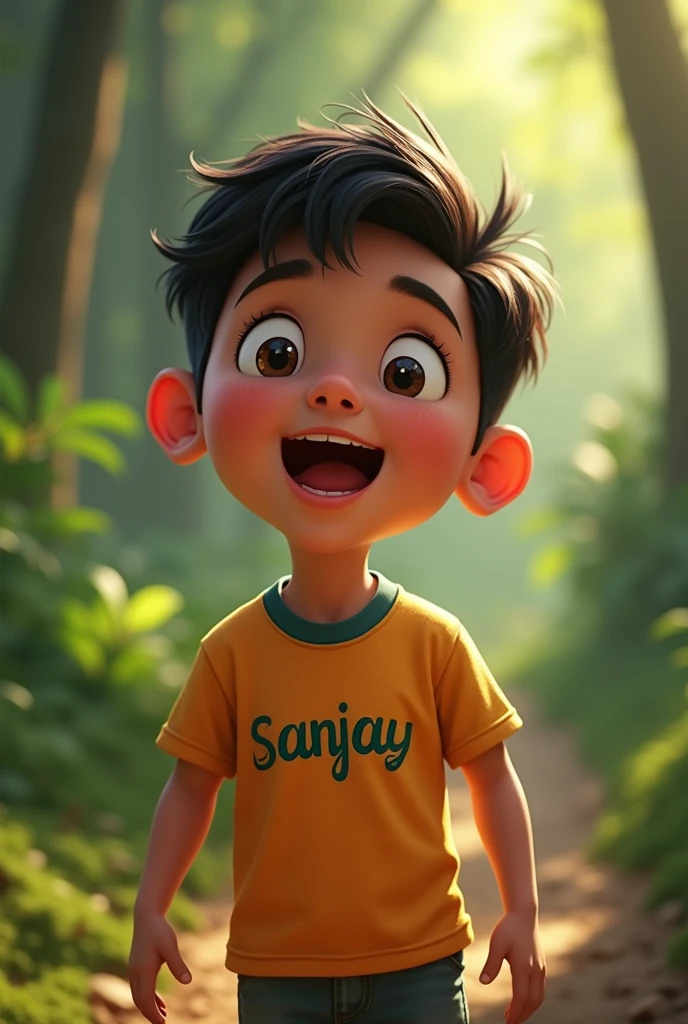 There is a boy, it is written on his chest, Sanjay, he is singing a song, go for 1 minute