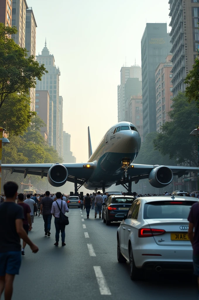 Aroplane in mumbai city road in public