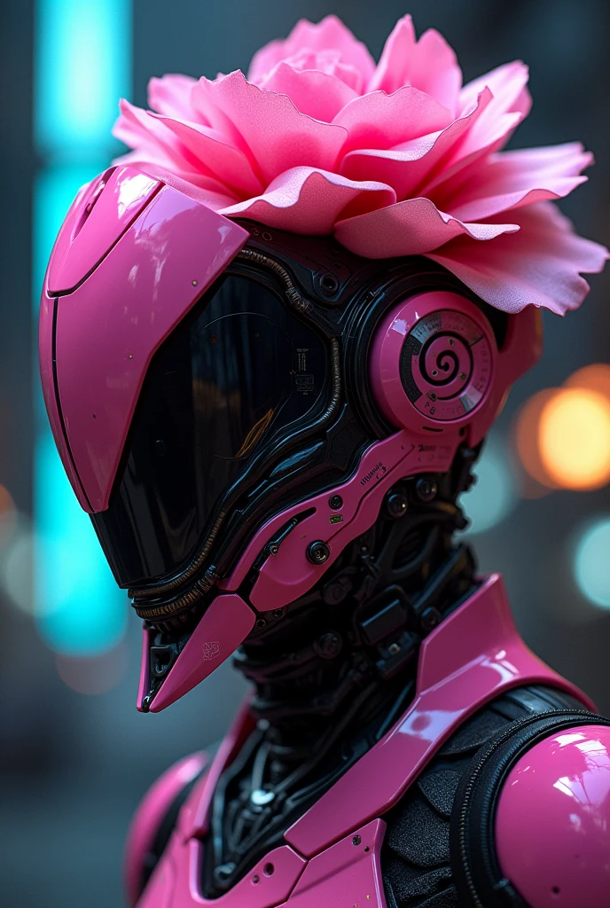 Futuristic pink rose helmet
