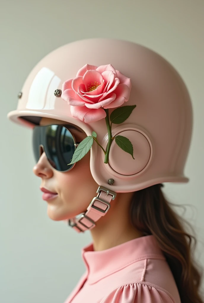 Vintage style pink rose helmet
