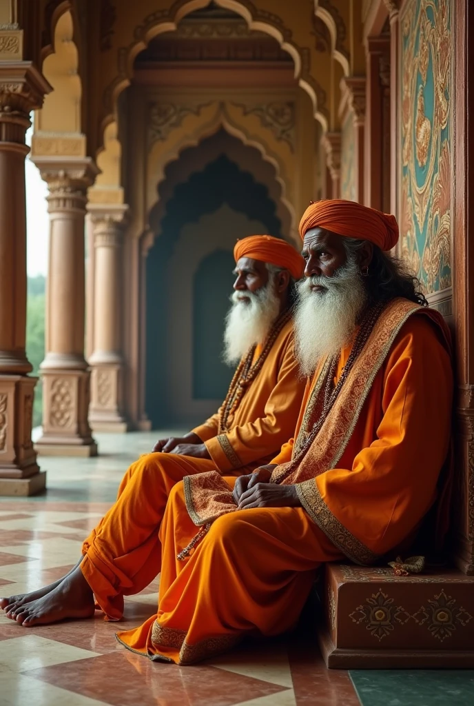 Raja photo with Tulsidas sitting on chairs in Raj Mahal