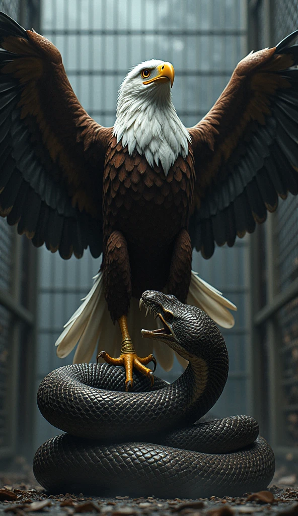 Eagle and snake in the same cage









