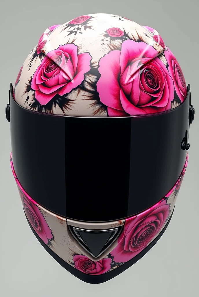 Women's motorcycle helmet with pink graffiti style roses