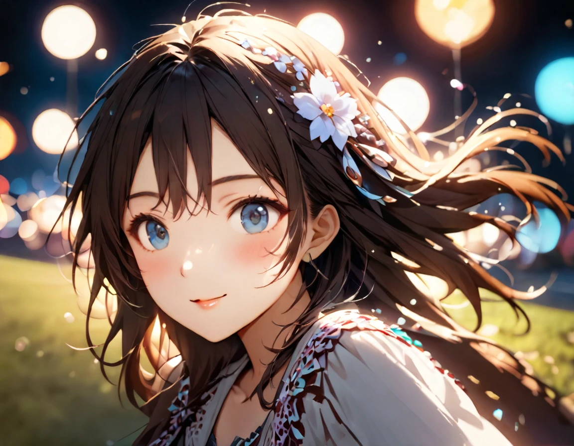 {{Highest quality}},Delicate illustration,Detailed depiction, masterpiece, Boho Eye Hinai Girl, Playful Themes,
Raw photo of a girl wearing a long shirt。Decorative details and symbols are often used。, Brown hair gently fluttering in the wind,Clear blue eyes、A gentle smile、
Long-distance shots, High Key Light, Hard Shadows, Soft bokeh, Professional photography, A balanced deal, Balanced Exposure,