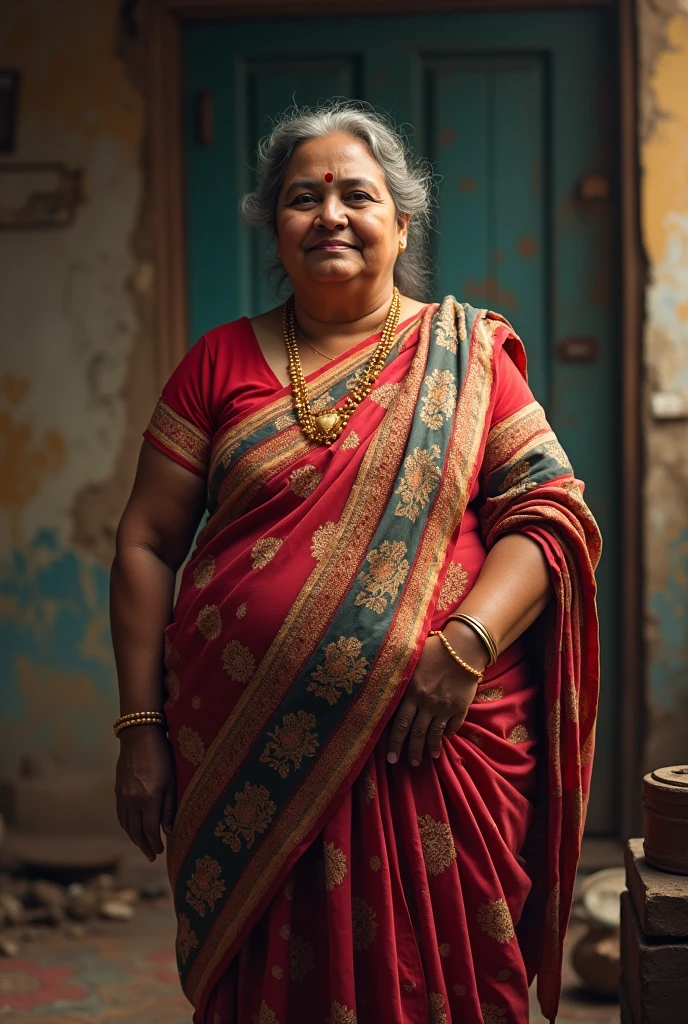 Fat Bengali aunty wear saree and penty