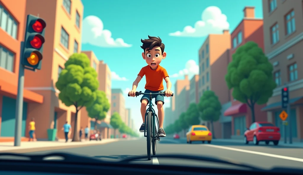 While riding bike or driving car always watch and stay alert animated