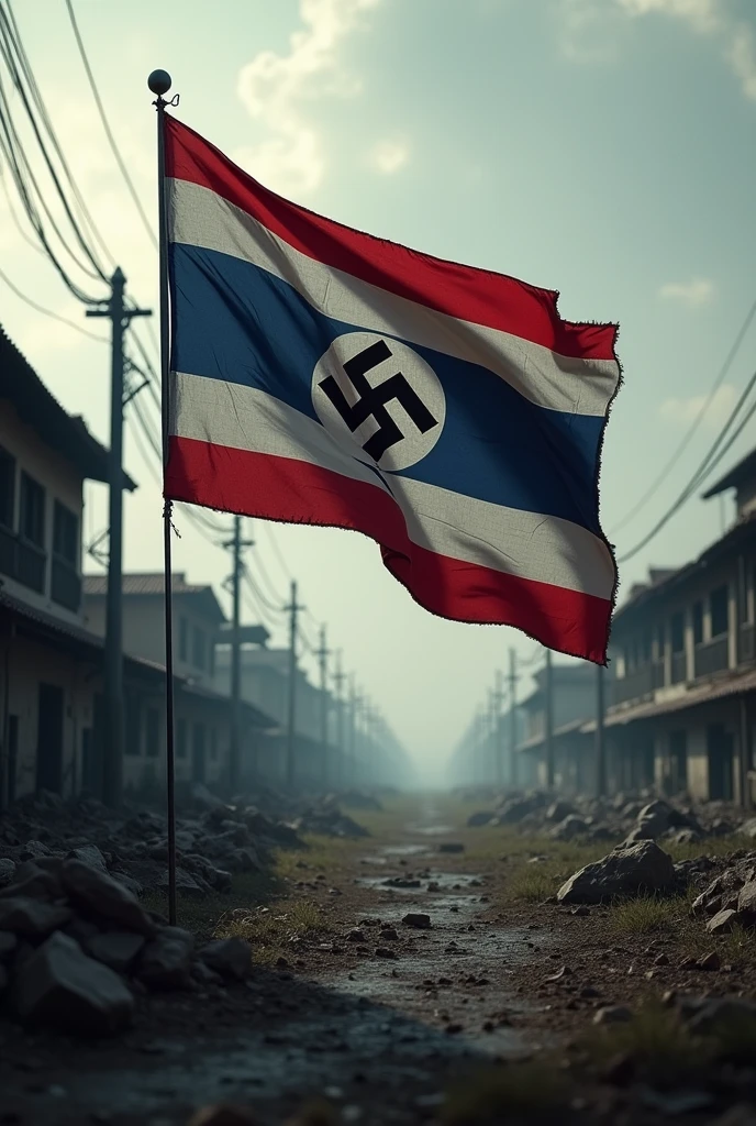 The Thai flag after the occupation by Nazi Germany.