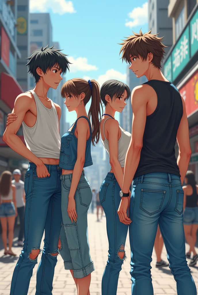 japanese teens in jeans and tanktop