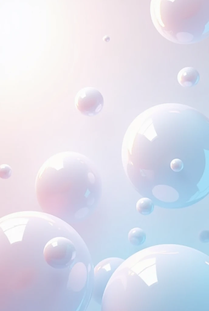 A smooth and minimalist background featuring a soft gradient that transitions from light pink to light blue. The background is enhanced with an abundance of large, floating glossy bubbles that provide a strong sense of depth and a modern, clean look. The overall atmosphere is calming and fresh, with no additional elements, text, or icons—just the gradient and prominently sized bubbles filling the space.