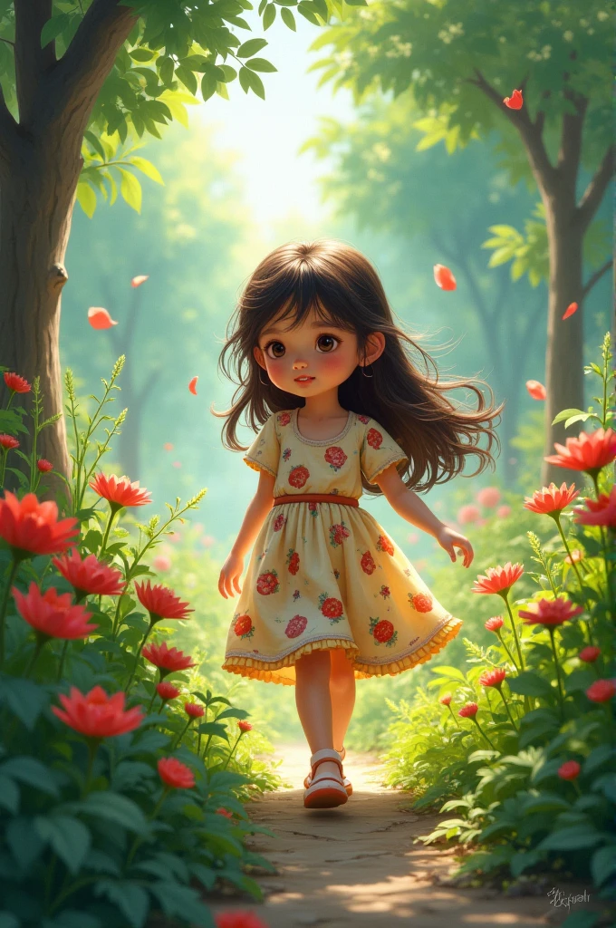 A girl who is in garden