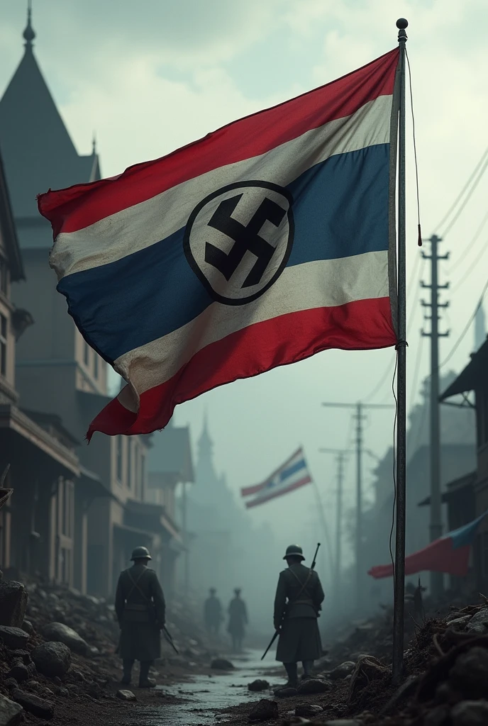The Thai flag after the occupation by Nazi Germany.
