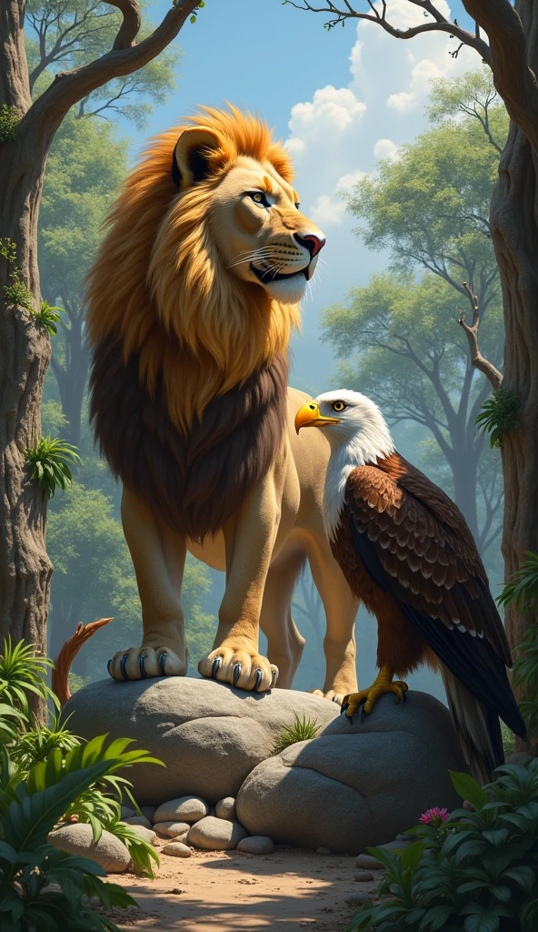 Lion and eagle in the same cage