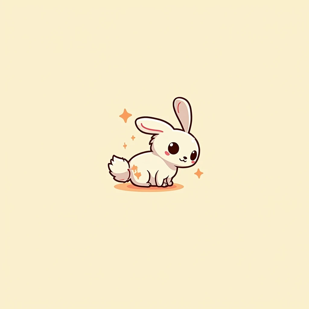 Chibi Style, dot halftone, Flat Color, A rabbit bending forward to lick its anus,I&#39;m leaning forward as hard as I can.,