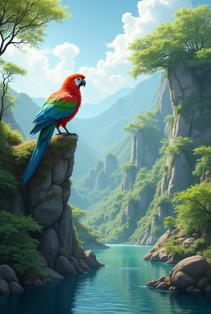 A natural place with a beautiful bird