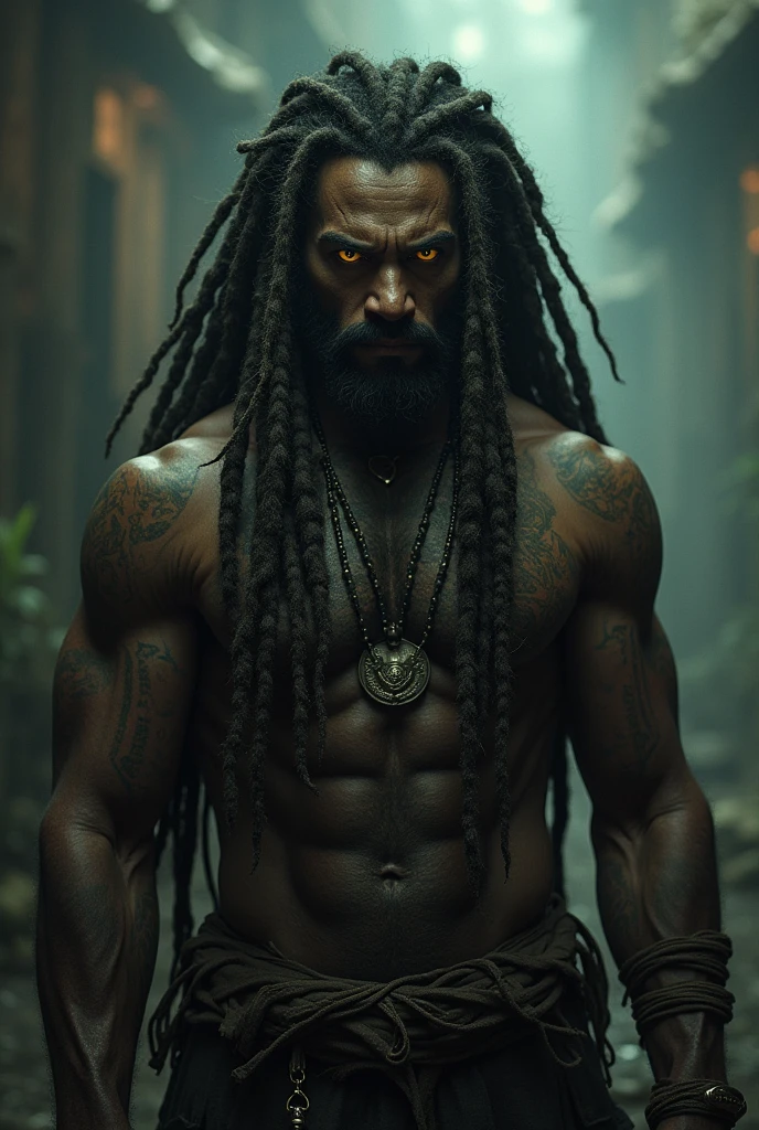 DARSKIN DREADHEAD WITH HAZEL EYES TALL AND MUSCULAR