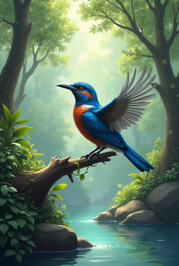 A natural place with a beautiful bird
No anime
