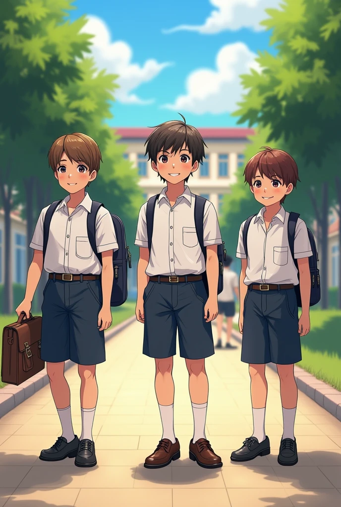 Handsome boys' elementary school uniforms, shorts