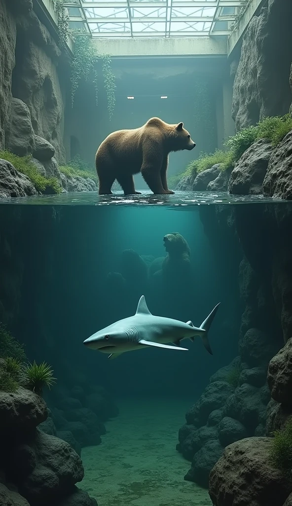 Shark and bear in the same cage
