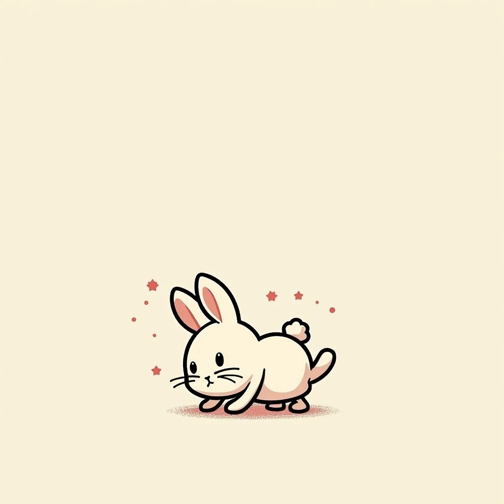 Chibi Style, dot halftone, Flat Color, Rabbit doing sit-ups,I&#39;m leaning forward as hard as I can.,