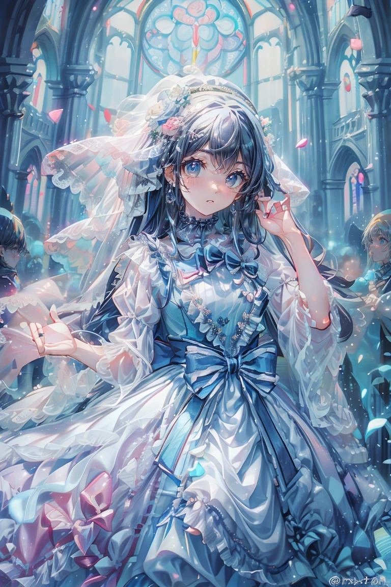 church、Anime Style、Storytelling、、beautiful girl、とてもcute天使、Wedding dress、cute、Baby Face、smile、
